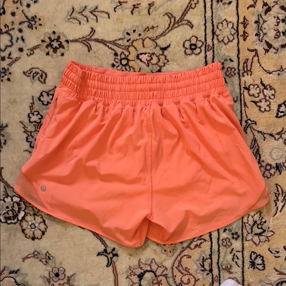 Lululemon Hotty Hot HR Short 4” lined Orange Athletic Shorts